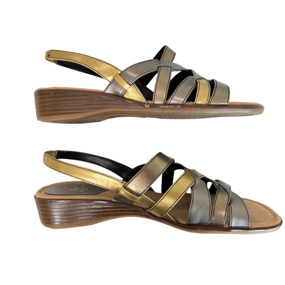 Lifestride Margarita Metallic Slingback Wedge Heel Sandals Womens Shoes Size 6.5 - Picture 5 of 15